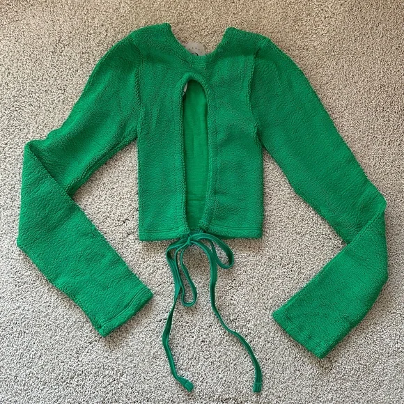 Hunza G Green Celeste Rashguard Crop Top Swim Top - Picture 4 of 10